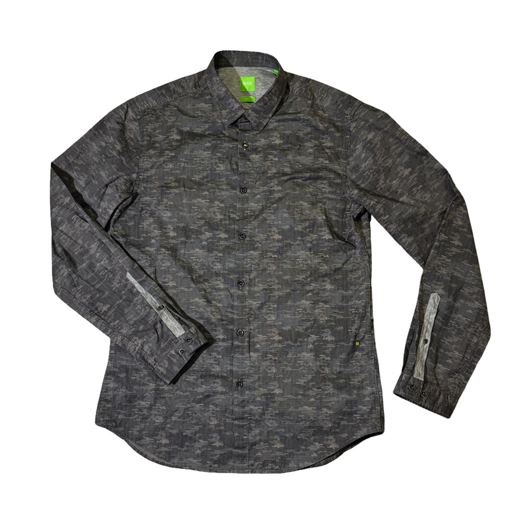 Hugo Boss CAMO PRINT Men's Large slim fit Cotton-Elastane LS shirt ECU